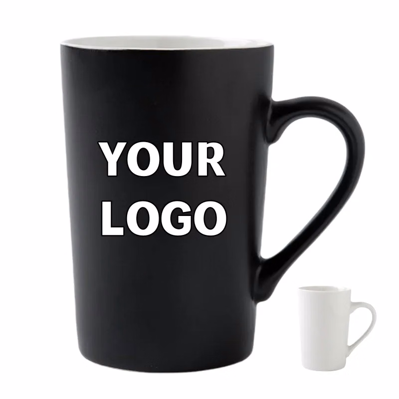 Custom 12 oz. Matt Black Ceramic Mugs for Milk Juice