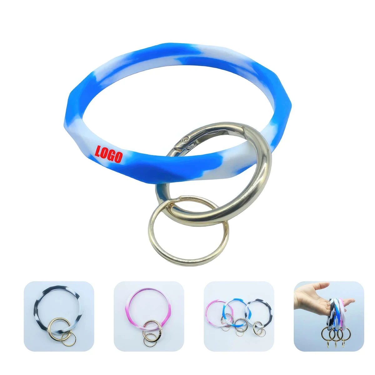 Custom Silicone Wrist Keychain Circle Bracelet 1