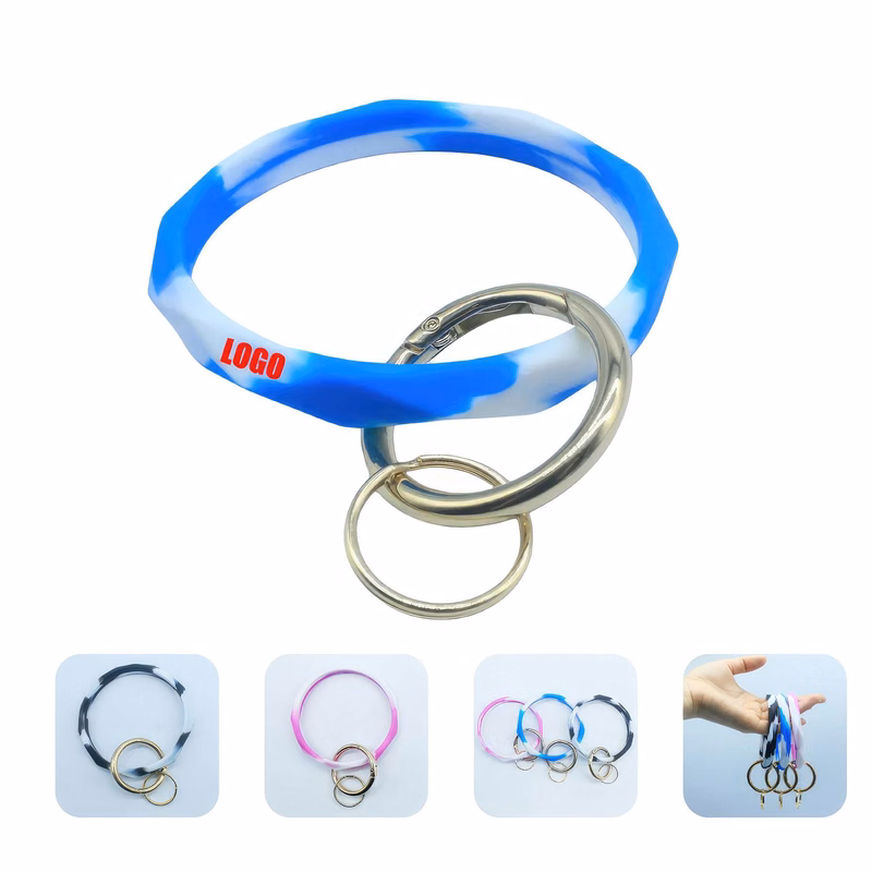 Custom Silicone Wrist Keychain Circle Bracelet