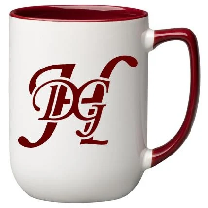 17 oz. Burgundy In and Handle / White Out Arlen Mug 1