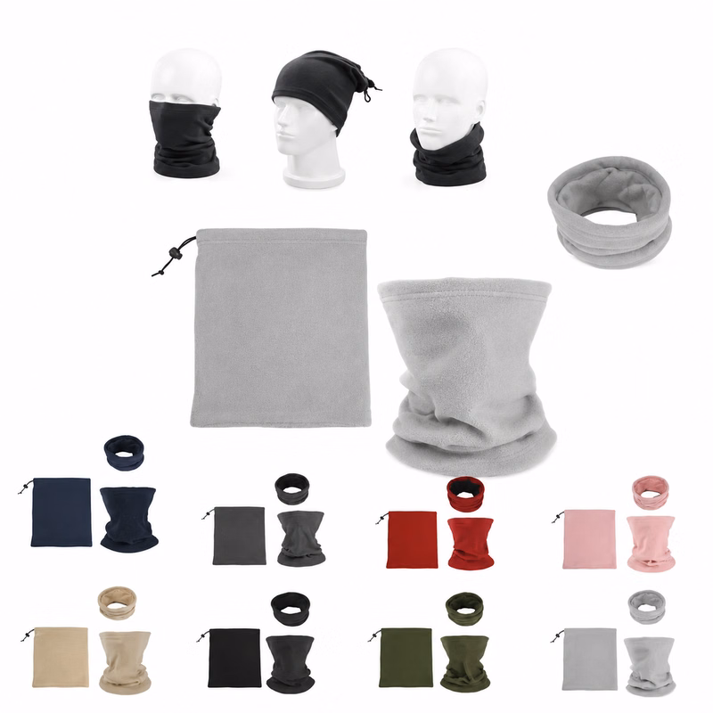 Dual-Layered Fleece Neck Warmer With Adjustable Drawstring
