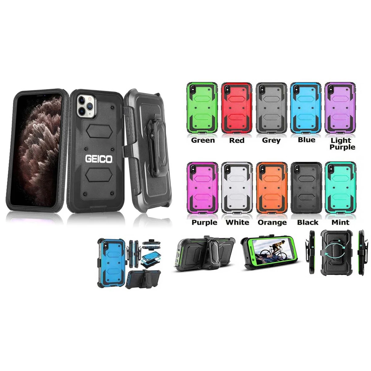 Kidder iBank® iPhone 16 Shockproof Case with Belt Clip and a kickstand 1