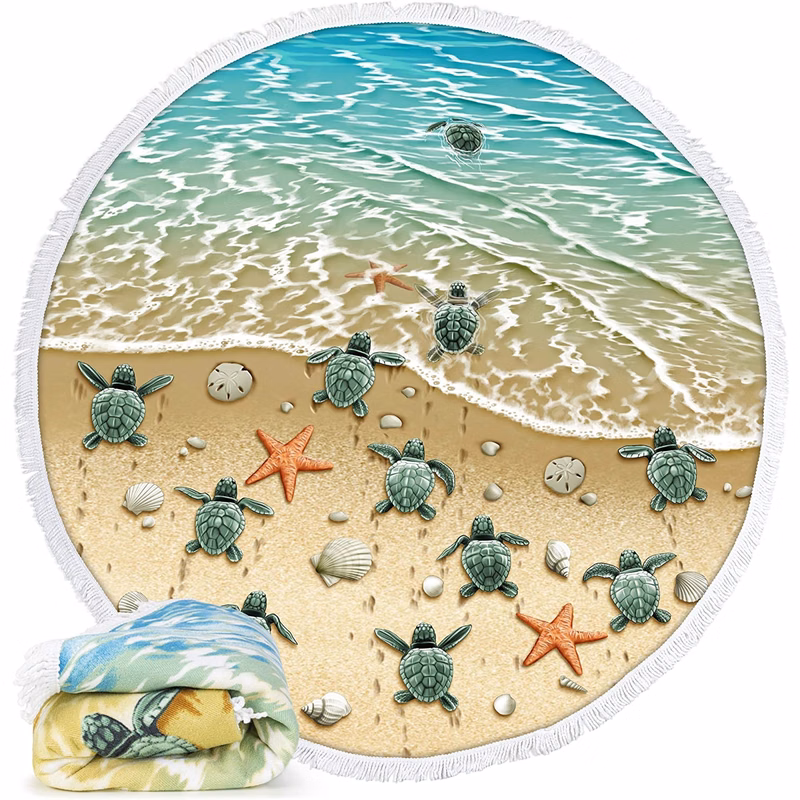 59" Full Color Round Beach Towel Blanket MOQ 10 PCS