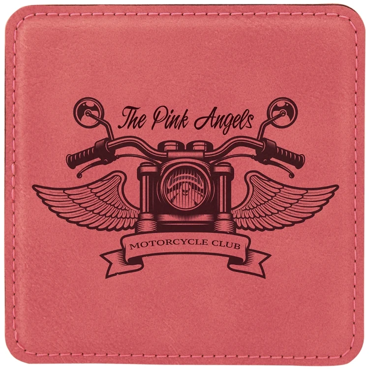 Pink Leatherette Individual Square Coaster 1