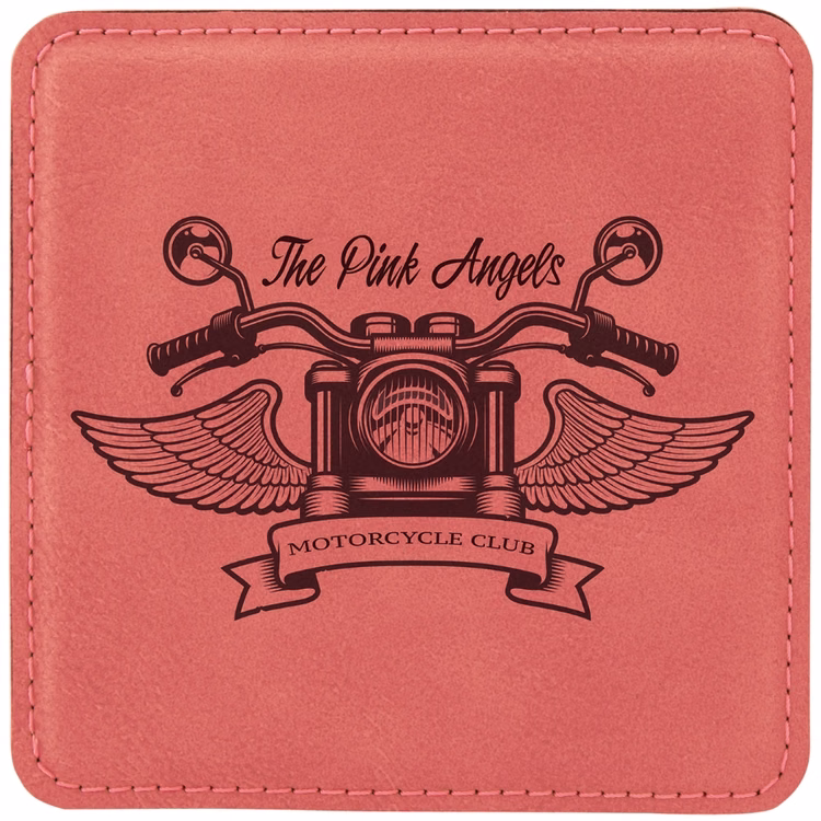 Pink Leatherette Individual Square Coaster