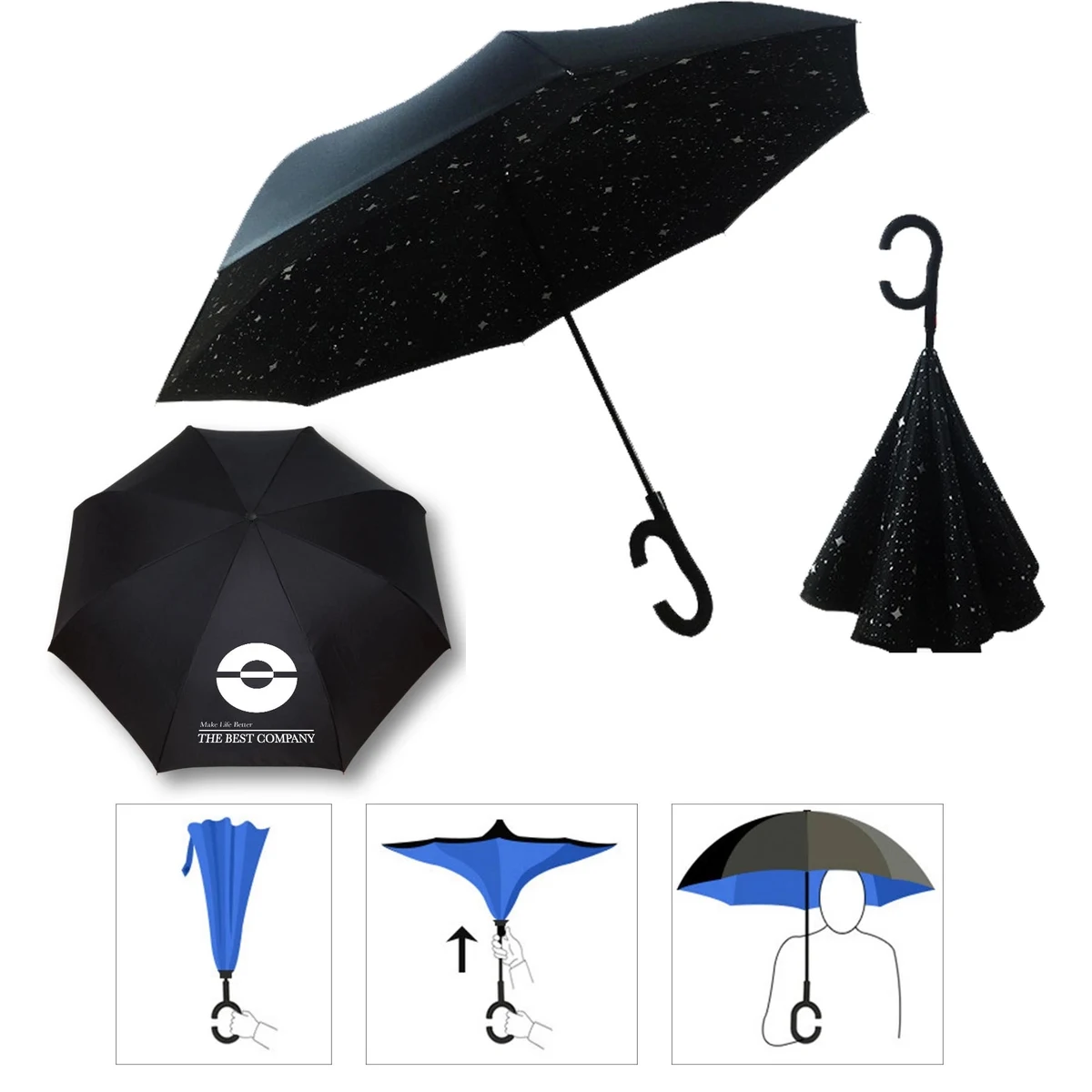 48" Arc Inverse Telescopic Umbrellas 1