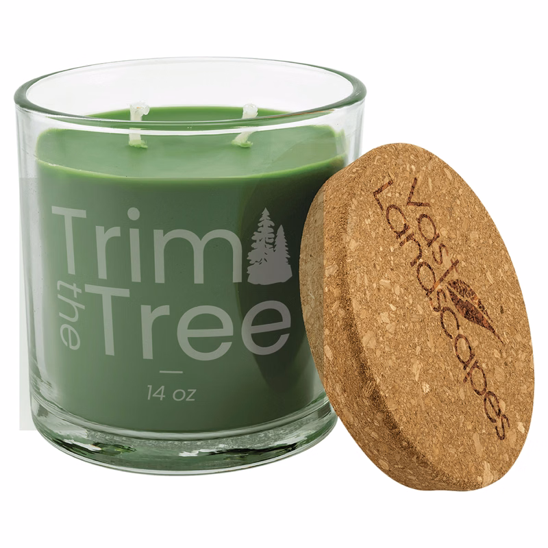 14 oz. Trim the Tree Candle in a Glass Holder with Cork Lid