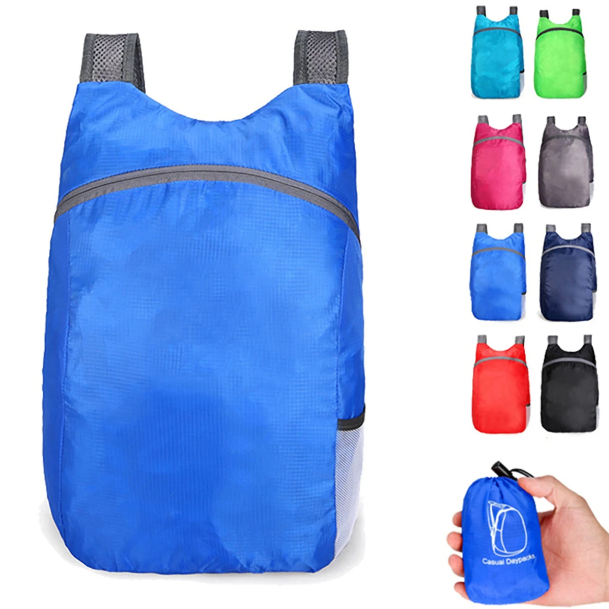 Packable Polyester Backpack with Drawstring Pouch 1