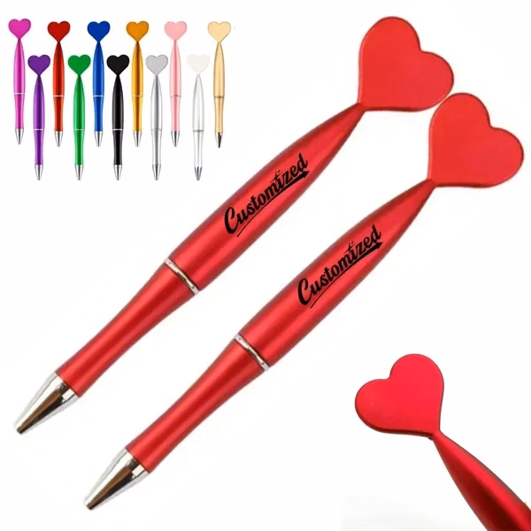 Custom Heart-Shaped Metallic Ballpoint Pen in 11 Colors — Valentine's Campaign Giveaway