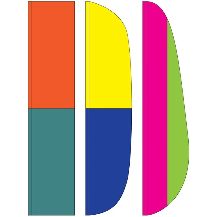 3' x 15' 2 Stripe Solid Color Feather Flags 1