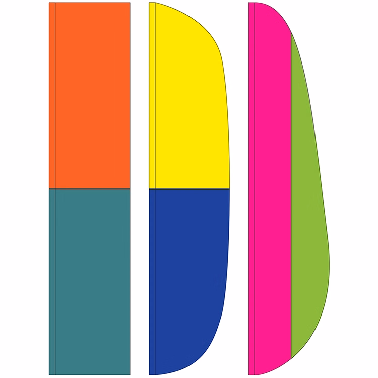 3' x 15' 2 Stripe Solid Color Feather Flags