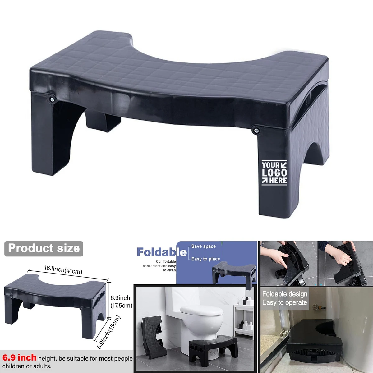 Adults and Kids Foldable Splicable Toilet Potty Step Poop Stool 1