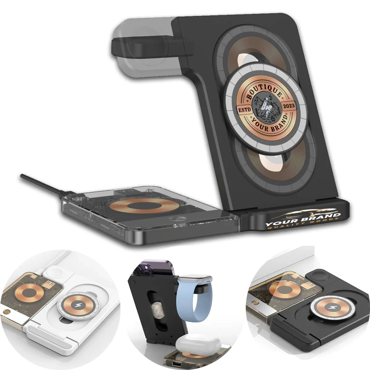 3 in 1 Foldable Magnetic Wireless Charger with Night Light 1