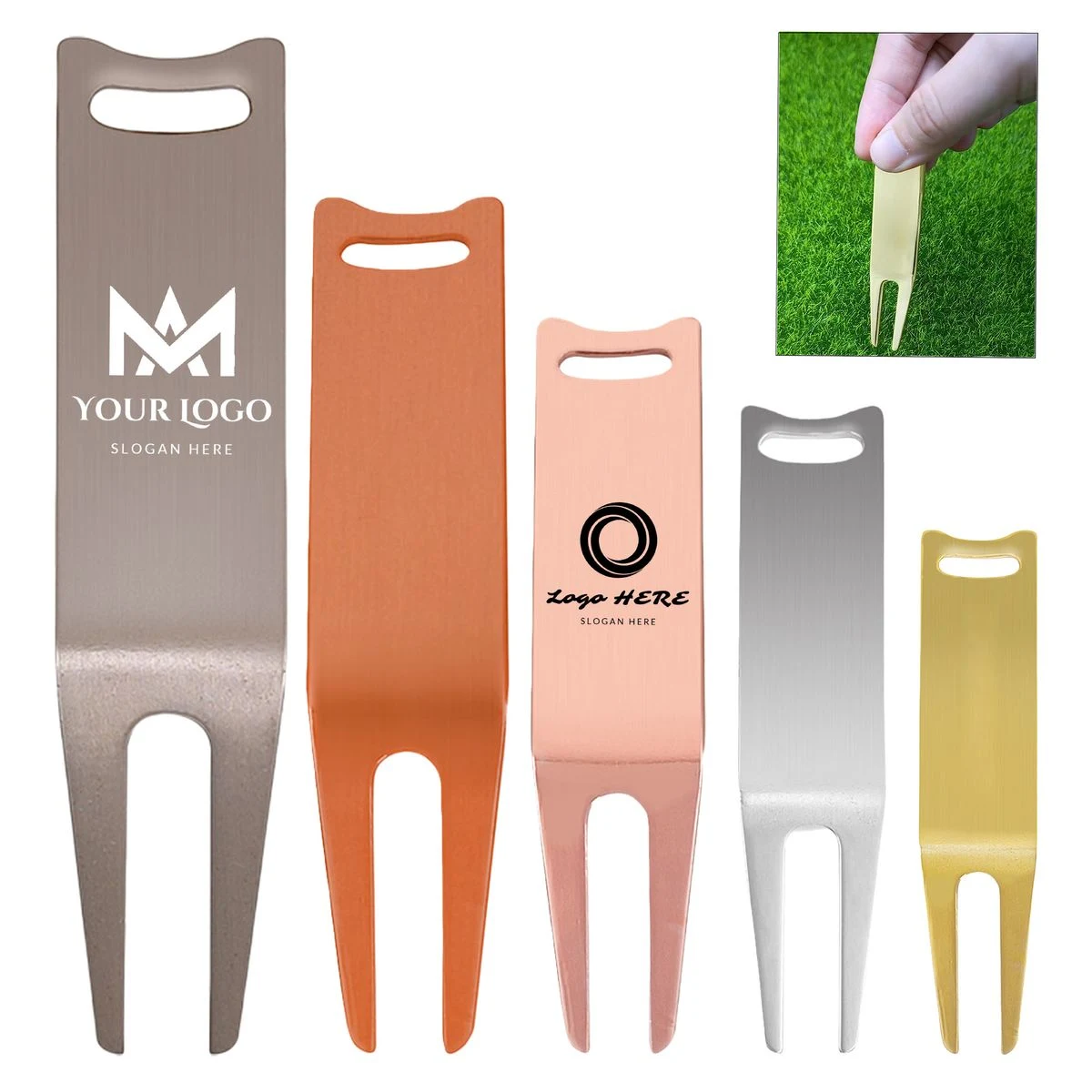 Curved Repair Divot Fork Golf Tool 1