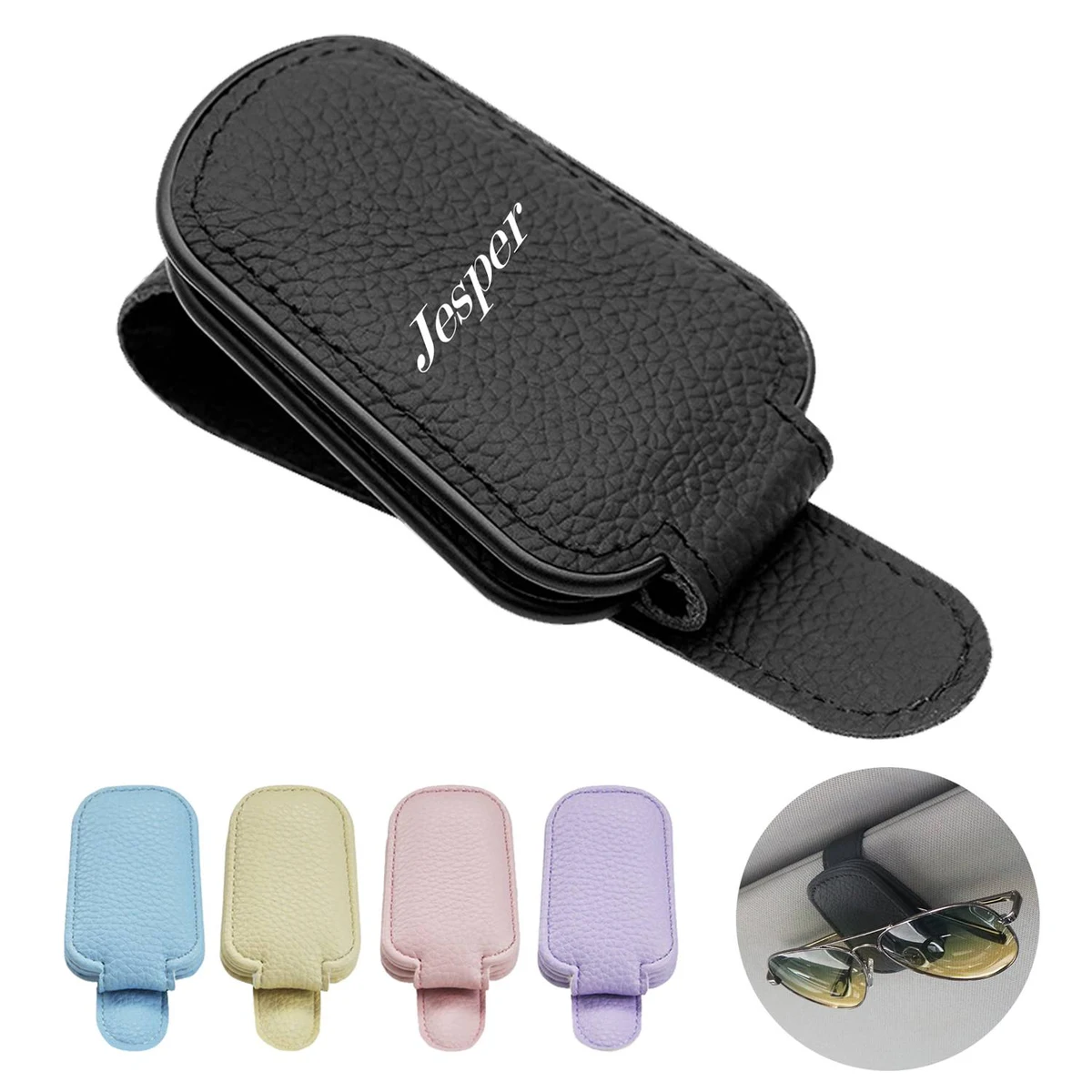 PU Leather Car Magnetic Sunglasses Holder 1
