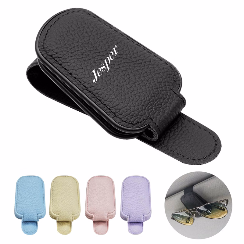 PU Leather Car Magnetic Sunglasses Holder