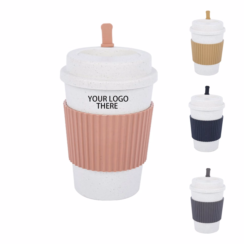 14Oz. Unbreakable Coffee Milk Wheat Straw Cup With Lid