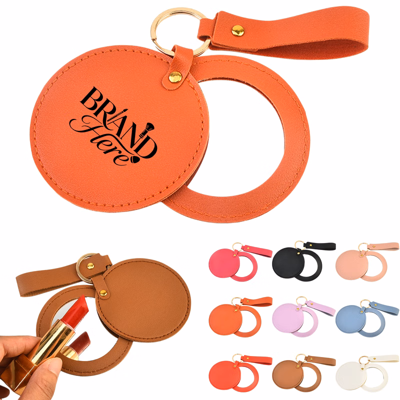 Mini Round Makeup Mirror Keychain