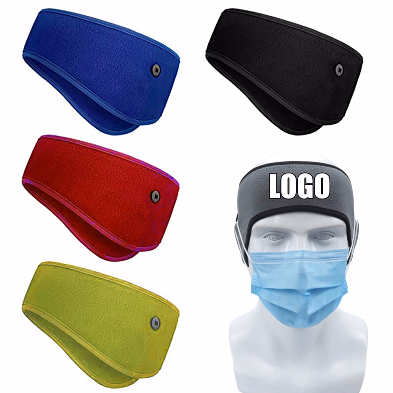 Winter Polar Fleece Headband With Button