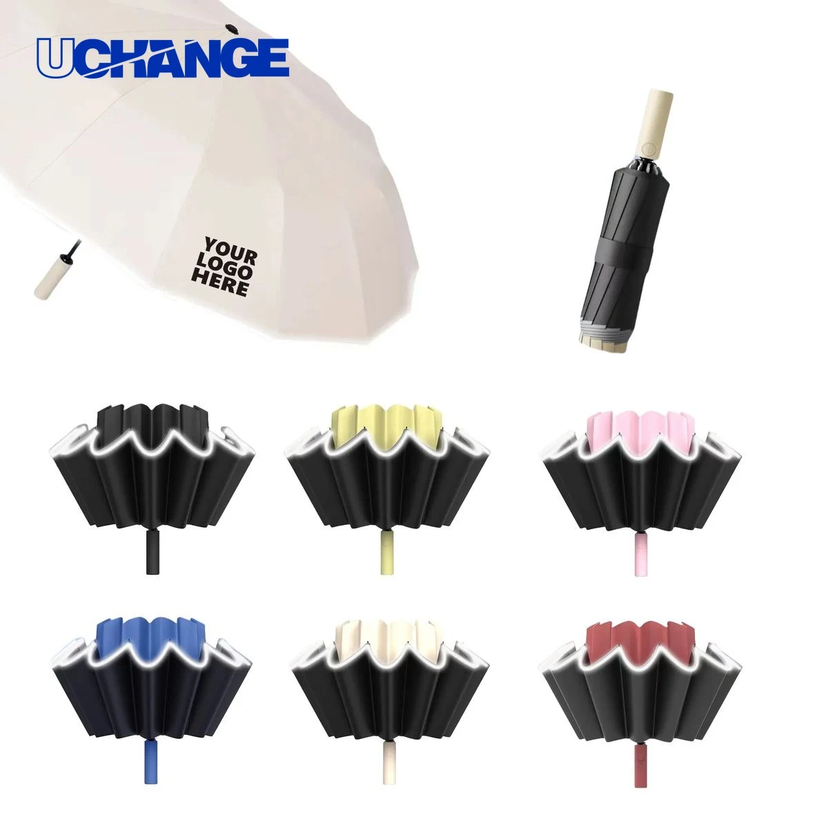 12 Ribs Automatic Rain Sun Inverted Umbrella for Weather 1