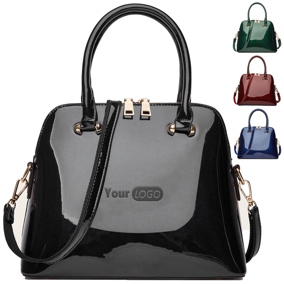 Pu Fashionable Glossy Handbag 1