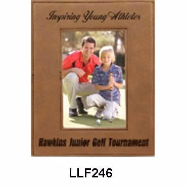 Custom Laser Engraved Dark Brown Leatherette Picture Frame