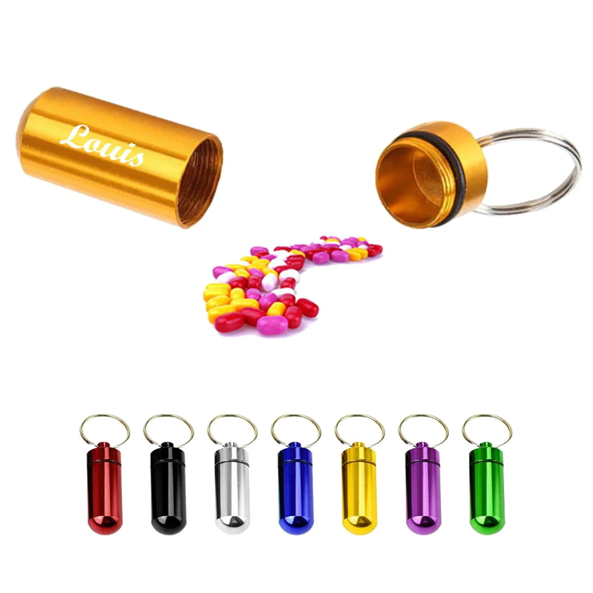 Mini Aluminum Pill Case Keychains 1