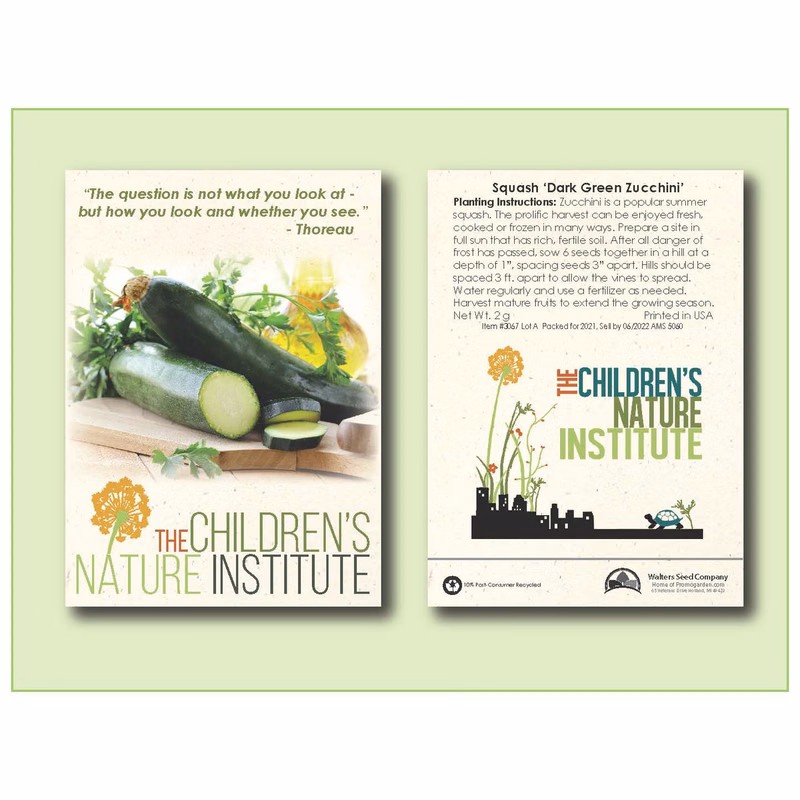 Squash 'Zucchini' Seed Packet - Size 3.25" x 4.5"