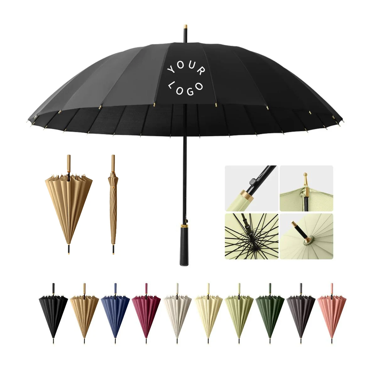 Windproof Percussion Cloth Umbrella with Wide Canopy 1