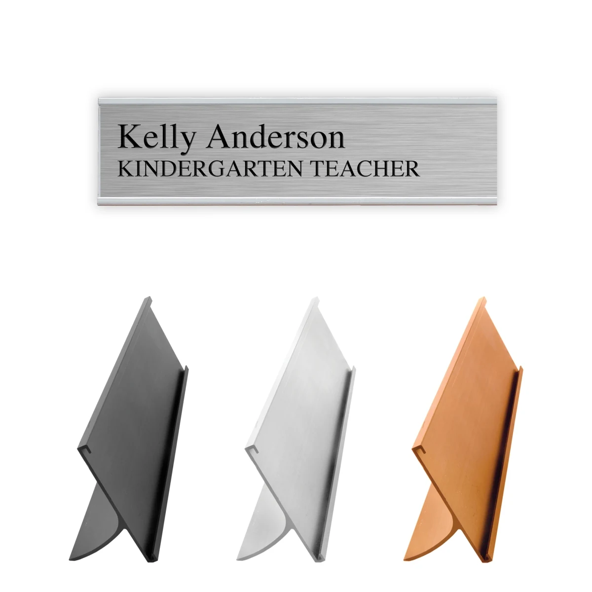 Aluminum Desk Set Engraved Plate w/Holder (2"x8") 1