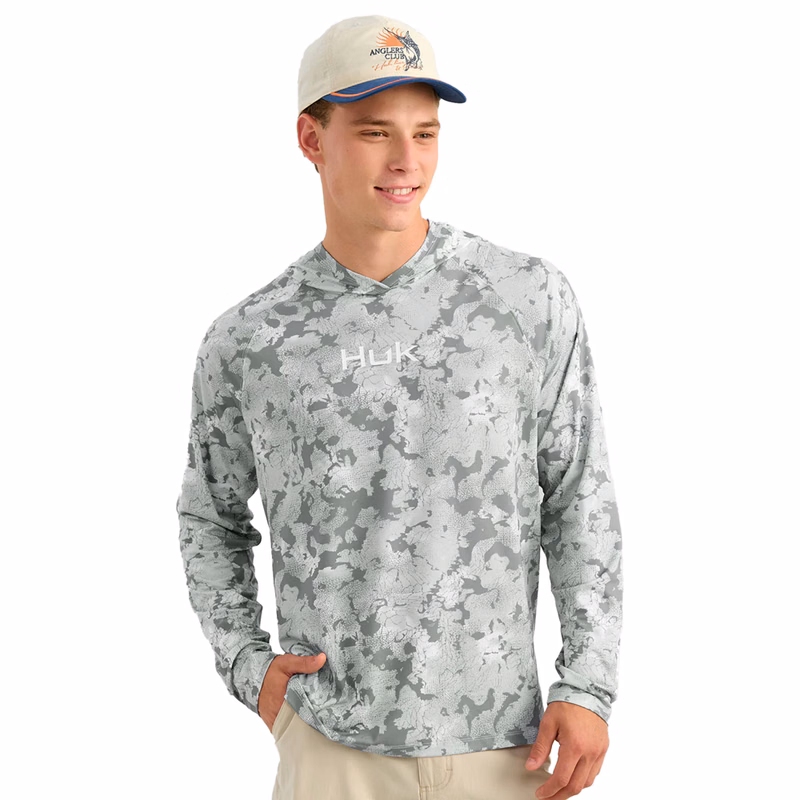 Huk® Men's Ultra-Light Printed Fishing Hoodie with Custom Logo
