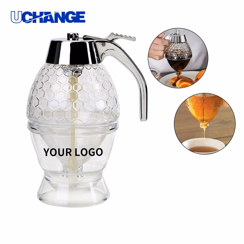 Honey Syrup Dispenser Glass Container with ABS Handle