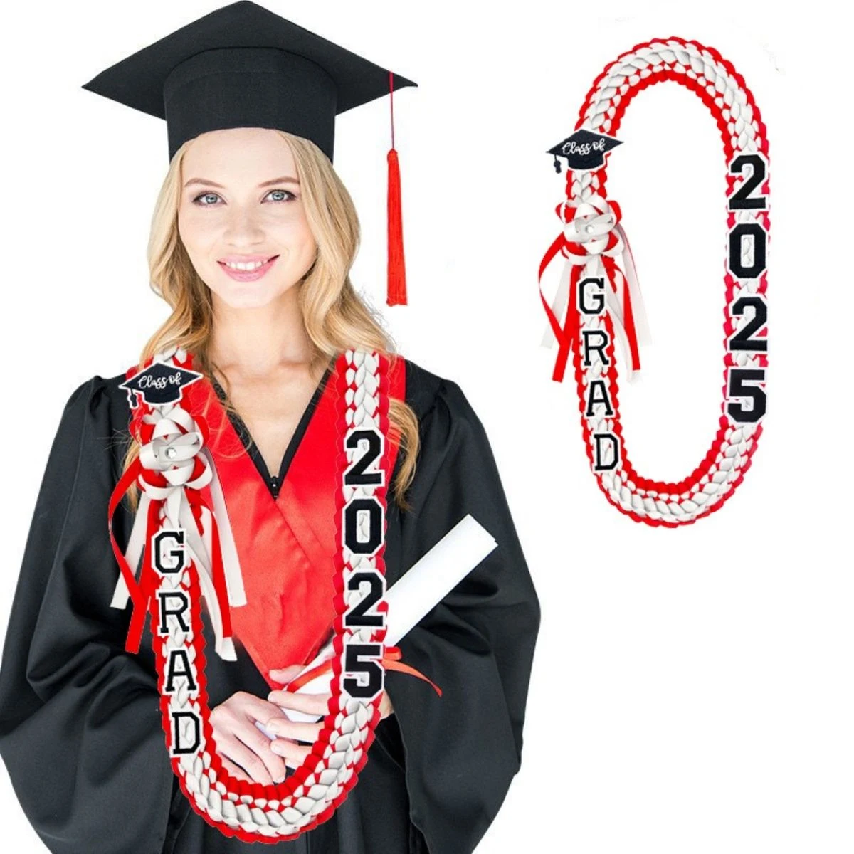 Handmade Double Braided Ribbon Graduation Leis 1