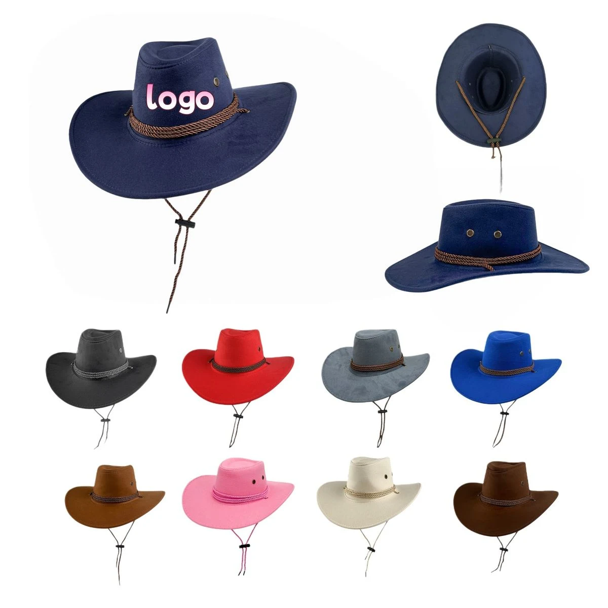UV-Protective Artificial Leather Wide Brim Hat 1