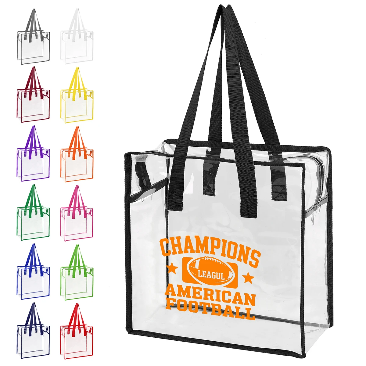 Clear Vinyl Stadium Compliant Zippered Tote Bag 1