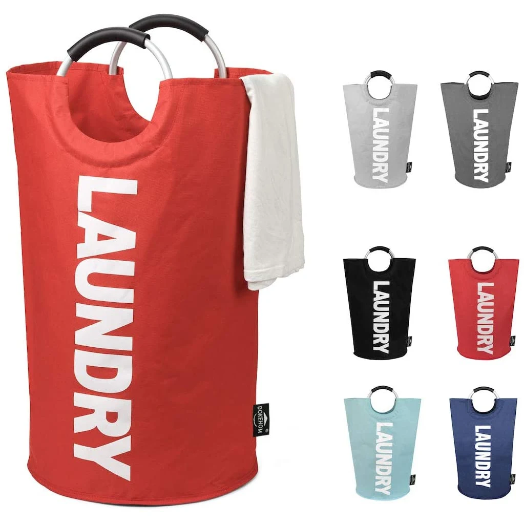 Aluminum Handles Collapsible Fabric Laundry Basket 1