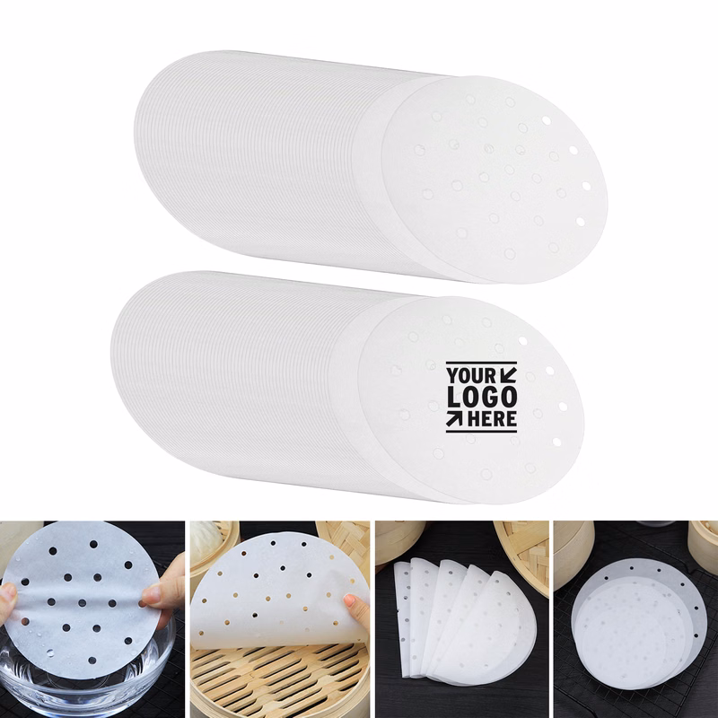Dumpling Paper Bamboo Steamer 7 Inch Basket Liner With Hole