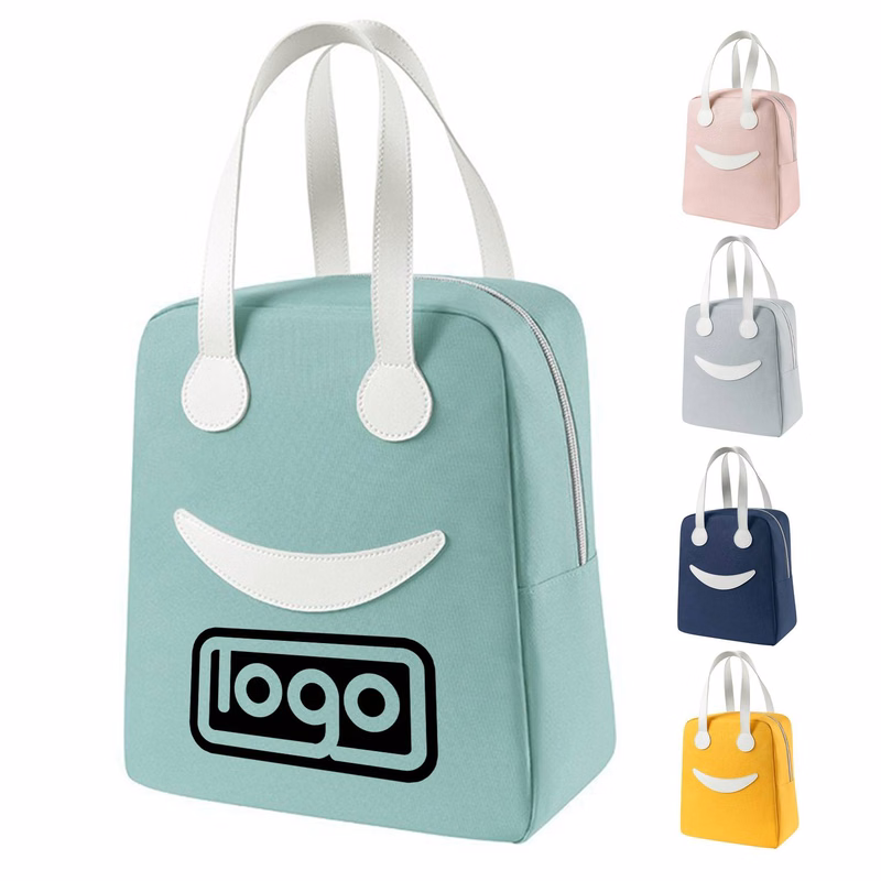 Smiley Oxford Cloth Insulated Lunch Tote Bag