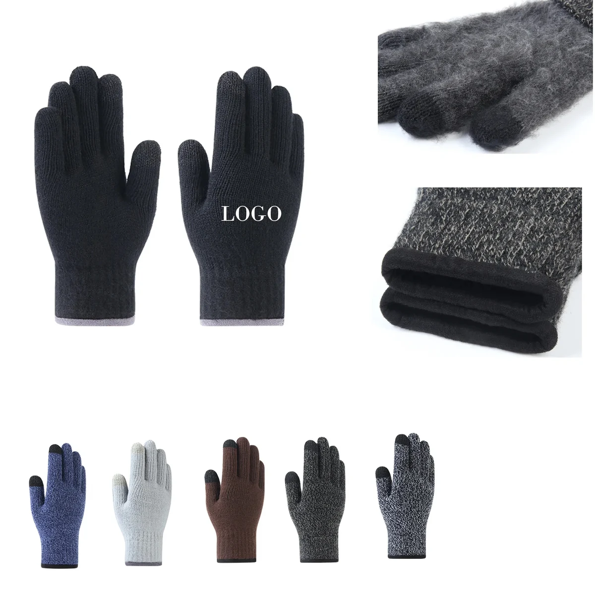Touch Screen Thickened Knit Gloves 1