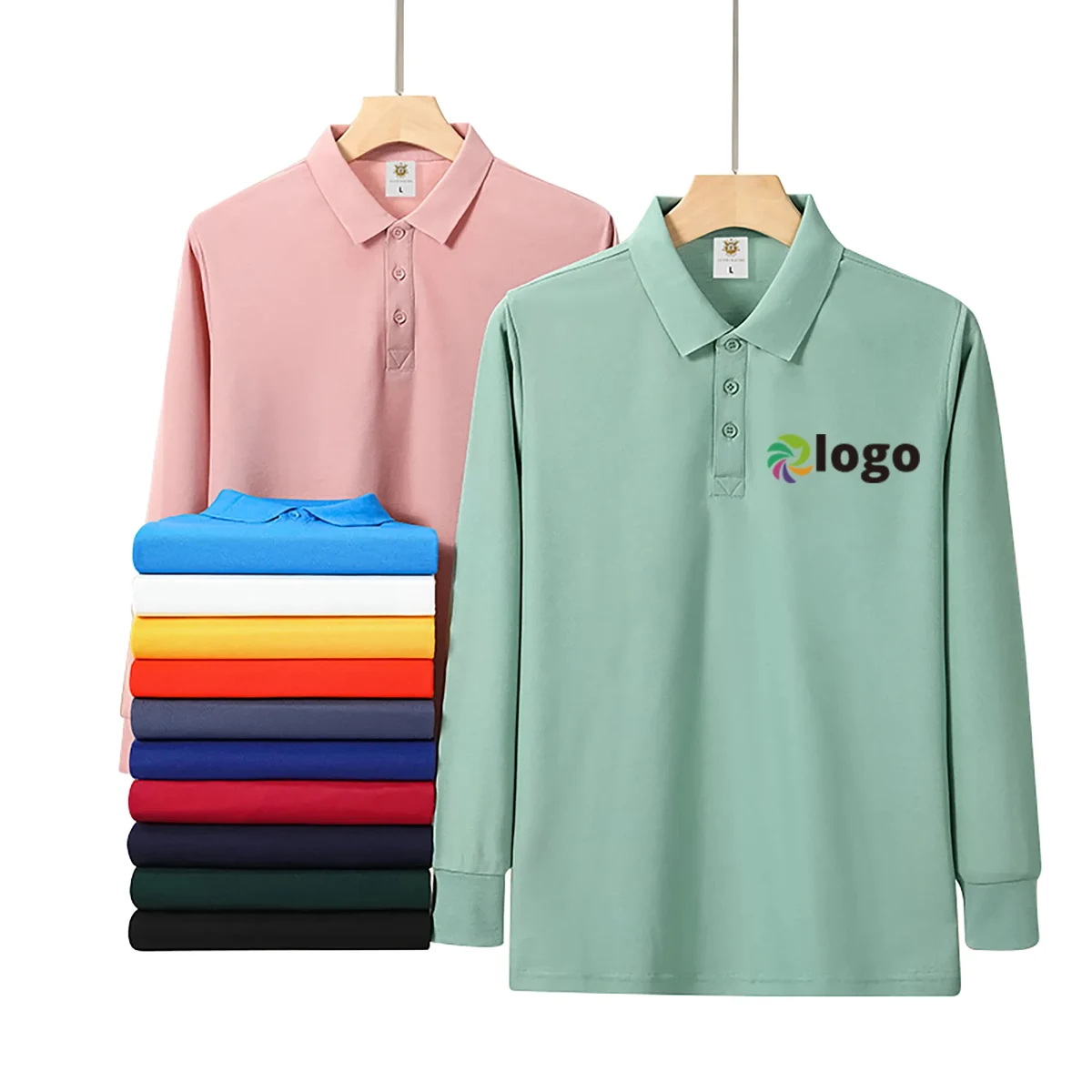 Custom Cotton Long-sleeved Polo Shirt Low Moq 1