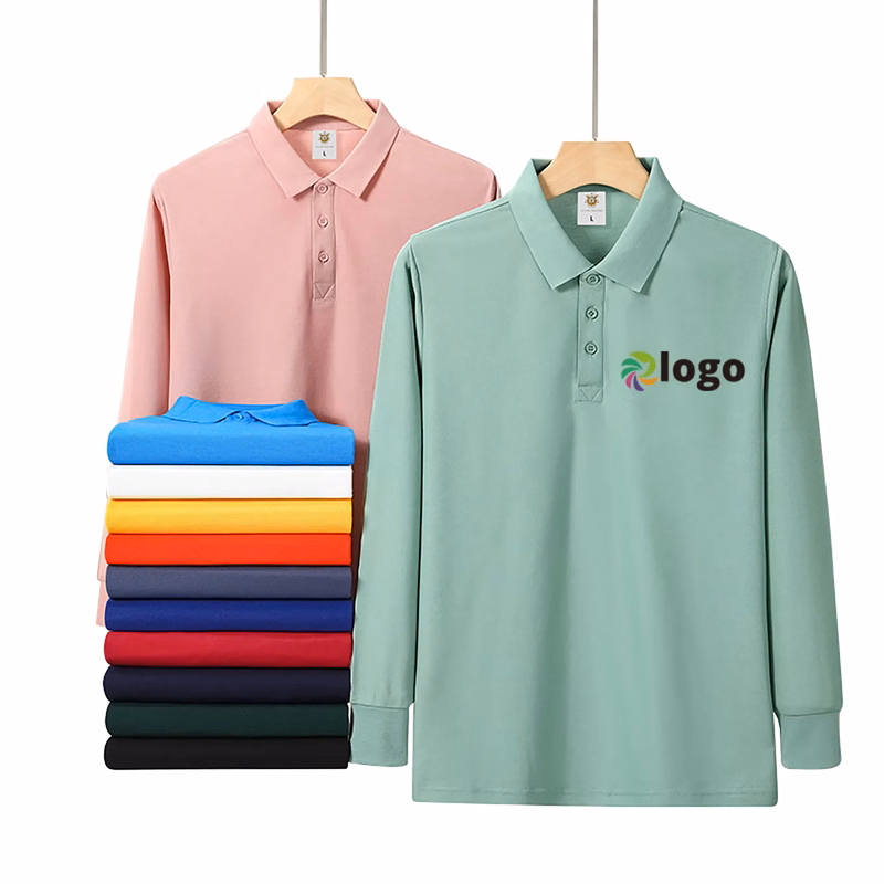Custom Cotton Long-sleeved Polo Shirt Low Moq