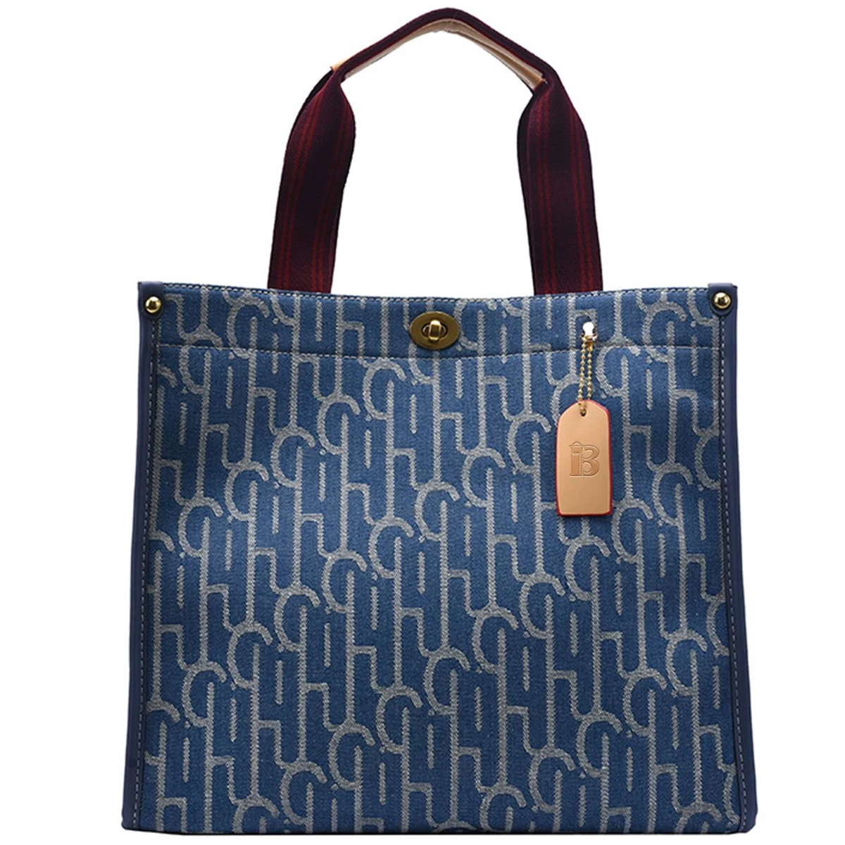Blue Canvas Crossbody Bag Printed Customized Tote 1