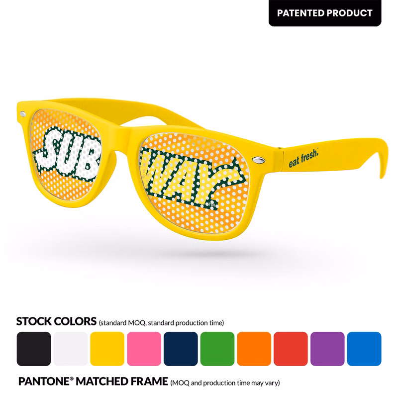 Retro Pinhole Sunglasses w/ 1-Color Temple Imprint