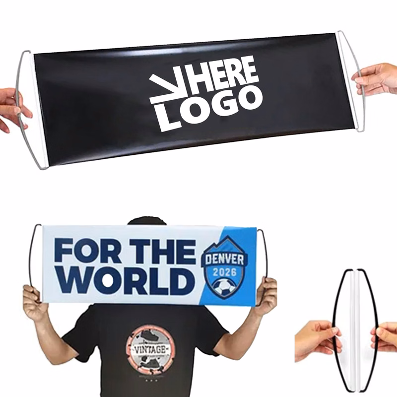 MOQ 50 Rolling Banner Hand PET Flag