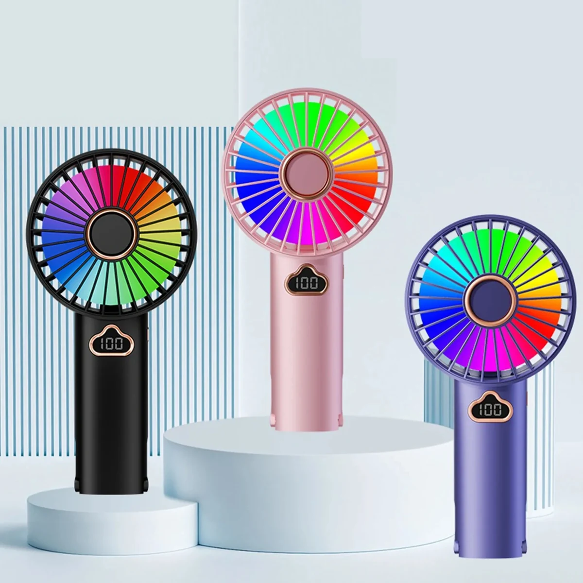 500 mAh Digital Display Handheld Fan with Hook 1