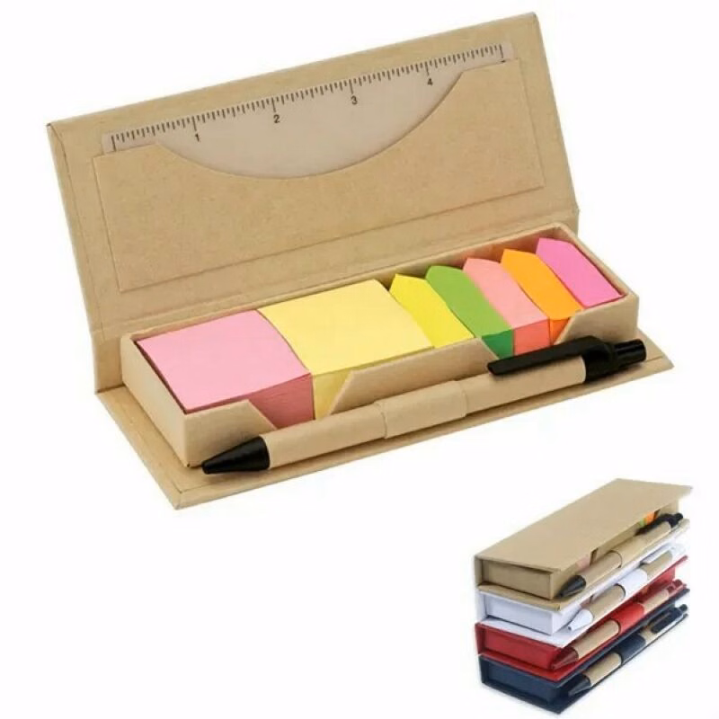 Eco-Recycled Sticky Notes With Pen and Ruler