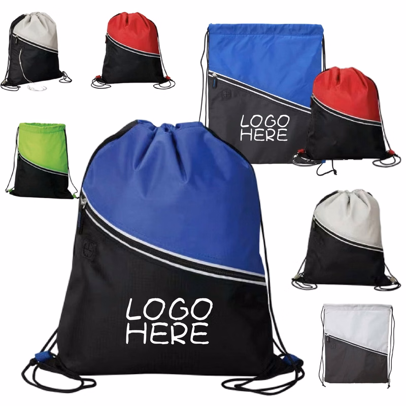 Non-woven Two Tone Drawstring Bag w/Front