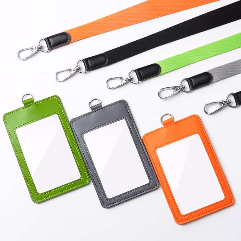Faux Leather Vertical Badge Holder