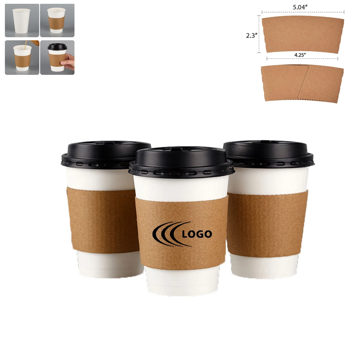10oz To 20oz Disposable Coffee Cup Paper Sleeve 1