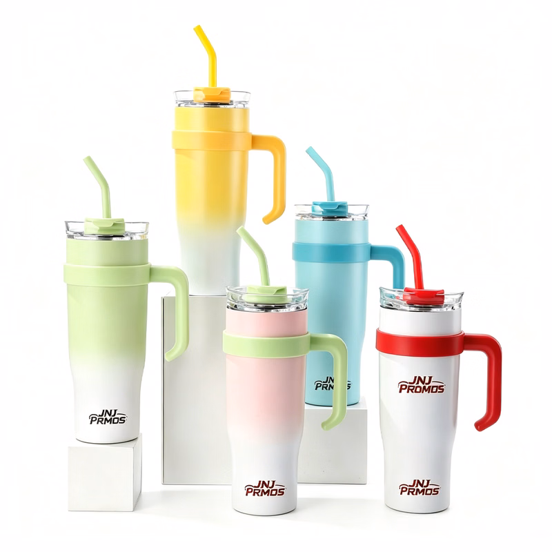 40oz Gradient & Solid Tumbler W/ Handle & Straw